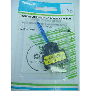 SPST Lighted Toggle Switch Paddle Handle Blue 20A