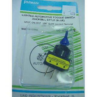 SPST Lighted Toggle Switch Duckbill Handle Blue 20A