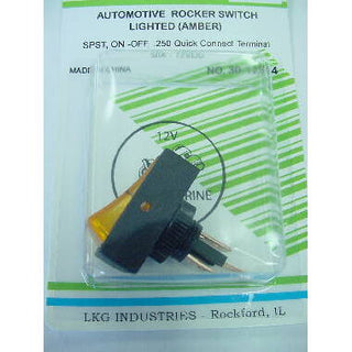 SPST Illuminated Rocker Switch Amber 30A