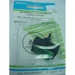 SPST Illuminated Rocker Switch Green 30A