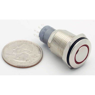 SPDT Sealed Illuminated Push Button Switch Momentary (Red)