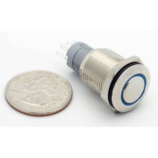 SPDT Sealed Illuminated Push Button Switch Momentary (Blue)