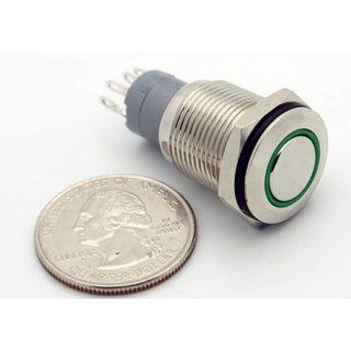 SPDT Sealed Illuminated Push Button Switch ON-OFF (Green)