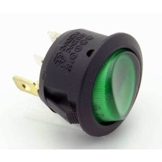 SPST Illuminated Round Rocker Switch On-Off 10A 12VDC Green
