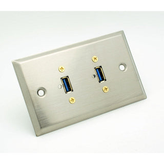 Dual USB 3.0 Stainless Steel Wall Plate