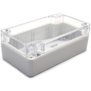 Grey Plastic Enclosure w/Clear Lid 4.53x2.56x1.57" BUD PN-1321-C