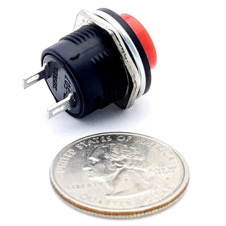 Red Momentary Push Button Switch – SPST ON-(OFF) 3A 250V AC Panel Mount