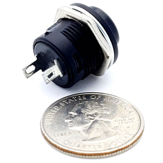 Black Momentary Push Button Switch – SPST ON-(OFF) 3A 250V AC Panel Mount