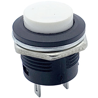 White Momentary Push Button Switch – SPST ON-(OFF) 3A 250V AC Panel Mount