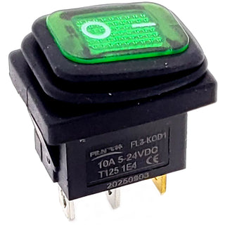 Waterproof Green Rocker Switch 12 VDC SPST