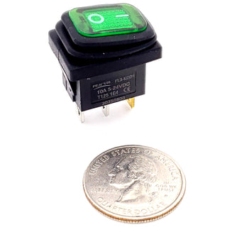 Waterproof Green Rocker Switch 12 VDC SPST