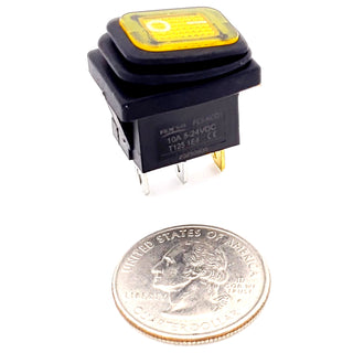 Waterproof Yellow Rocker Switch 12 VDC SPST
