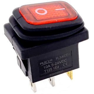 Waterproof Red Rocker Switch 12 VDC SPST