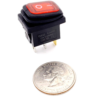 Waterproof Red Rocker Switch 12 VDC SPST
