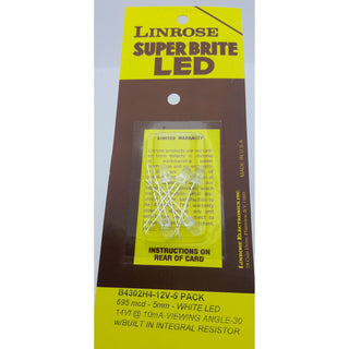 Linrose B4302H4-12V-5PK 5mm LED-White-5Pack