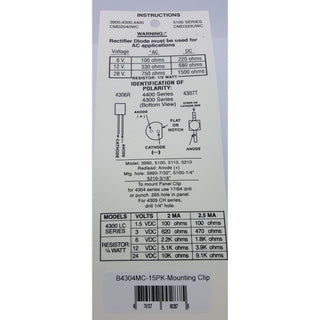 Linrose B4304MC-15PK-Mounting Clip LED Mounting Clip-15pack