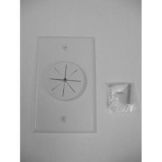 Single Gang Bulk Cable Wall Plate with Grommet White (Hole Style