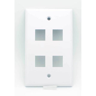 4 Port Blank Keystone Wall Plate - White