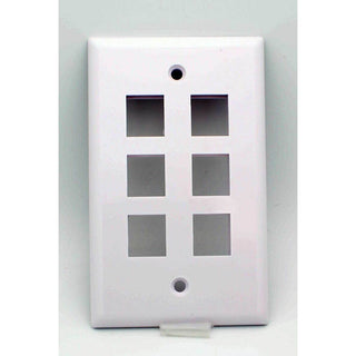 6 Port Blank Keystone Wall Plate - White