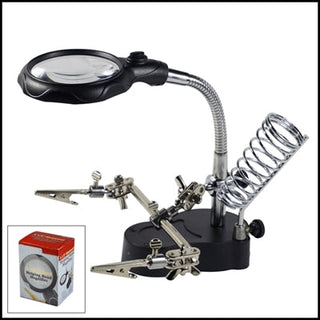 Illuminated Helping Hand with Magnifier and Soldering Iron Holder