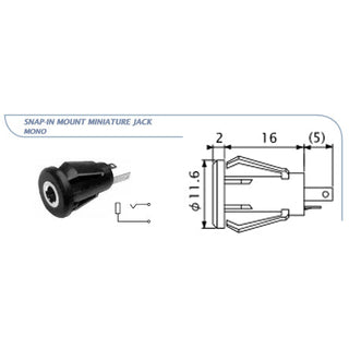 3.5mm Mono Jack Panel Mount - Non-conductive