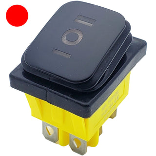 15A Waterproof Rocker Switch with Red LED Indicator (ON-OFF-ON)