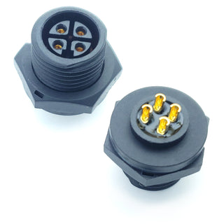 Medium Series 4 Pin Female Chassis Front Mounting Waterproof Connector - 18-24 AWG