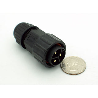 Extra Large Series 3 Pin Male Inline Waterproof Connector - 12-18 AWG