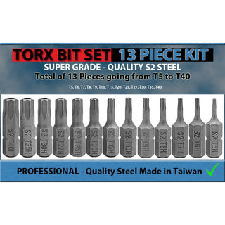 13pc Security Torx Bit Set