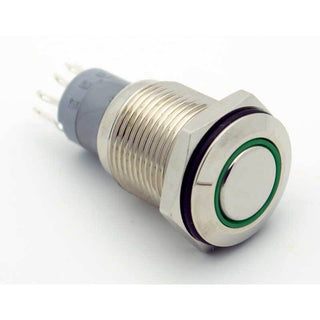 SPDT Sealed Illuminated Push Button Switch Momentary (Green)