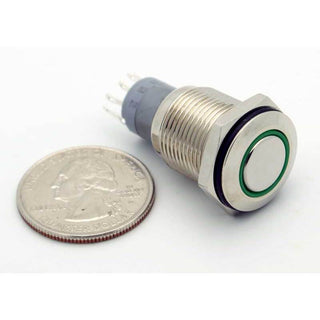 SPDT Sealed Illuminated Push Button Switch Momentary (Green)