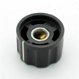 Black Fluted Knob w/Aluminum Inlay (0.92" Dia)