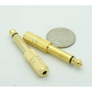 3.5mm Mono Female to 1/4" Mono Male Adapter - Gold