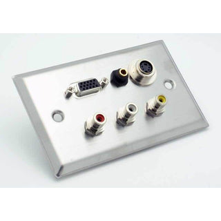 VGA, S-Video, 3.5mm, Composite + Audio Stainless Steel Wall Plate