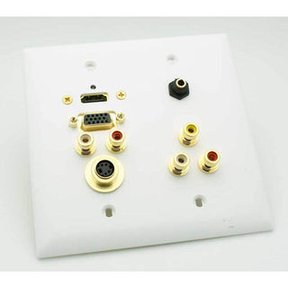 HDMI, VGA, S-Video, 3.5mm, Composite + Audio Wall Plate