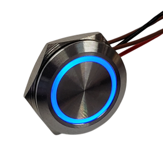 Ultra Thin 19mm Blue Momentary Push Button with LED