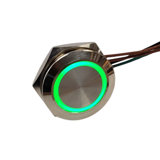 Ultra Thin 19mm Green Momentary Push Button with LED