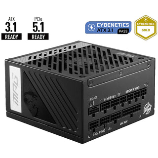 MSI MAG 1,000 Watt Desktop PC Power Supply - ATX 3.1 MPGA1000GPCIE5 MPG A1000G PCIE 5 1000 Watts APFC 80+ Gold Fully-Modular