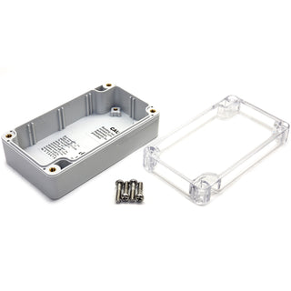Grey Plastic Enclosure w/Clear Lid 4.53x2.56x1.57" BUD PN-1321-C