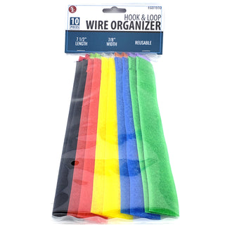 Velcro Style Wire Organizer 10 Pack - Multi-color