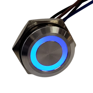 Ultra Thin 16mm Blue Momentary Push Button with LED