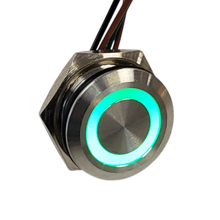 Ultra Thin 16mm Green Momentary Push Button with LED
