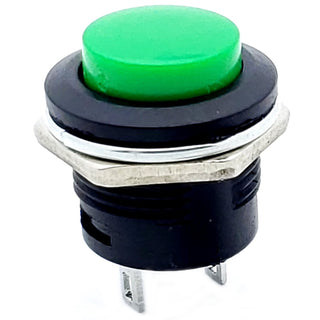 Green Momentary Push Button Switch – SPST ON-(OFF) 3A 250V AC Panel Mount