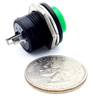 Green Momentary Push Button Switch – SPST ON-(OFF) 3A 250V AC Panel Mount