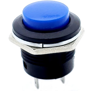 Blue Momentary Push Button Switch – SPST ON-(OFF) 3A 250V AC Panel Mount