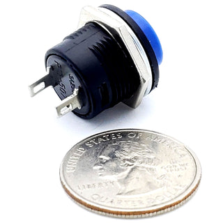 Blue Momentary Push Button Switch – SPST ON-(OFF) 3A 250V AC Panel Mount