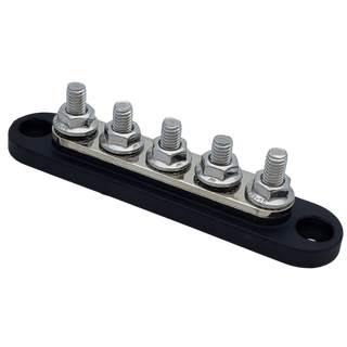 150A Busbar - Black - 5 Terminal - With Cover