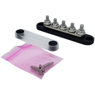 150A Busbar - Black - 5 Terminal - With Cover
