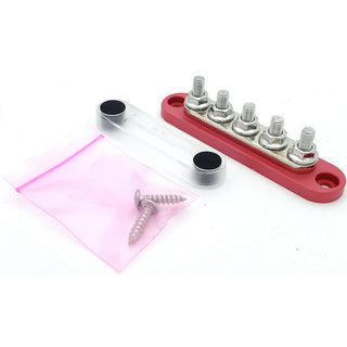 150A Busbar - Red - 5 Terminal - With Cover