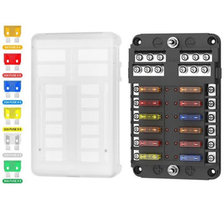 12 Device Fuse Block - Blade Fuse - LED Indicators